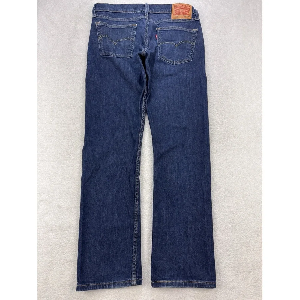 Levis 513 Jeans Men 32x30 Blue Slim Straight Stretch Whisker Distress Denim